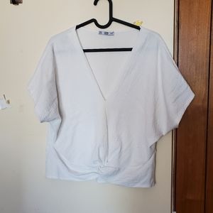ZARA White Cropped Blouse